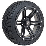 Set of 4 GTW Specter Matt Black Wheels with Lo-Pro Tires - 14x7 Inch