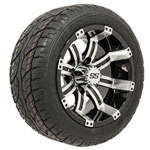 GTW Machined/ Black Tempest 12 in Wheels with 215/ 40-12 Duro Lo-Pro Street Tires - Set of 4