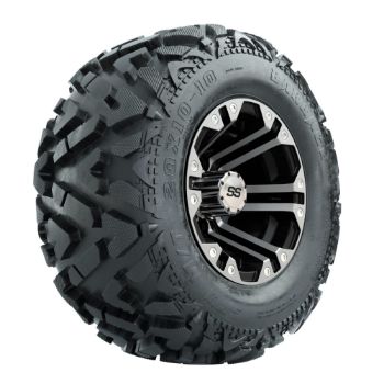 JakesLiftKits.com; GTW Specter Machined/ Black 10 in Wheels with 20x10-10 Barrage Mud Tires - Set of 4