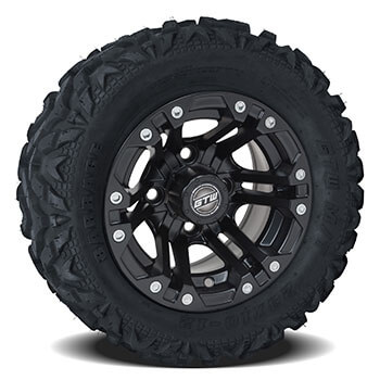 JakesLiftKits.com; GTW Specter Matte Black 10 in Wheels with 20 in Barrage Mud Tires - Set of 4